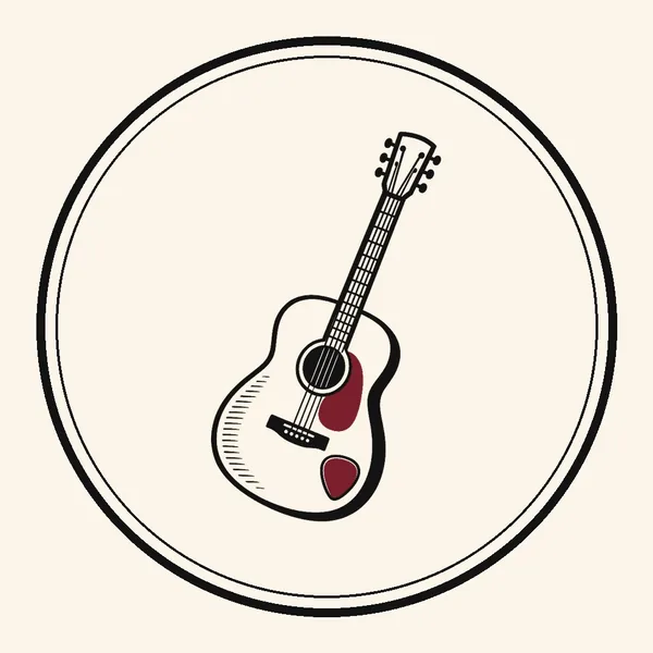 Ink drawing of an acoustic guitar with a burgundy pickguard